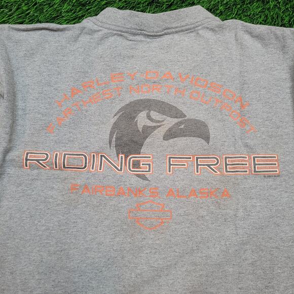 VTG Y2K Harley-Davidson T-Shirt Mens M Fairbanks AK Dealer Tee Biker Dealer Tee - Picture 5 of 8